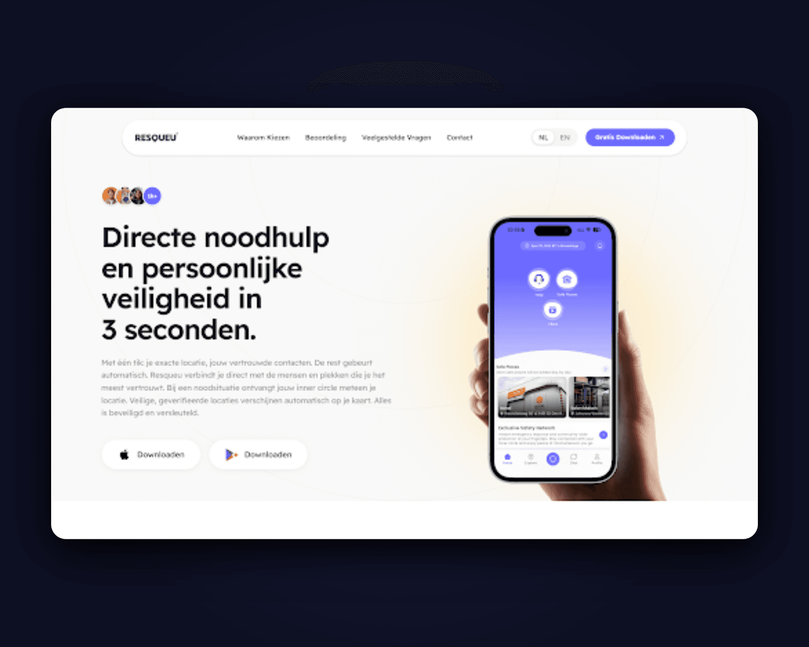 Personal safety app landing page